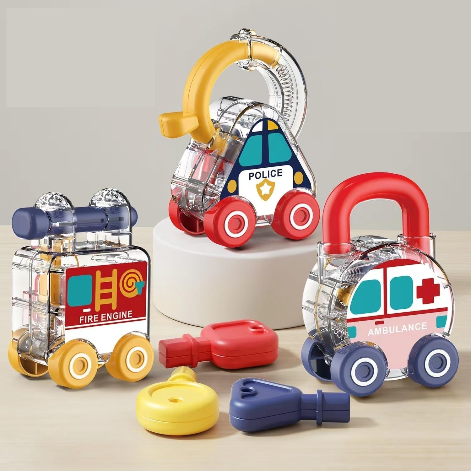 Montessori Transparent Cars & Shape Recognition Lock Key