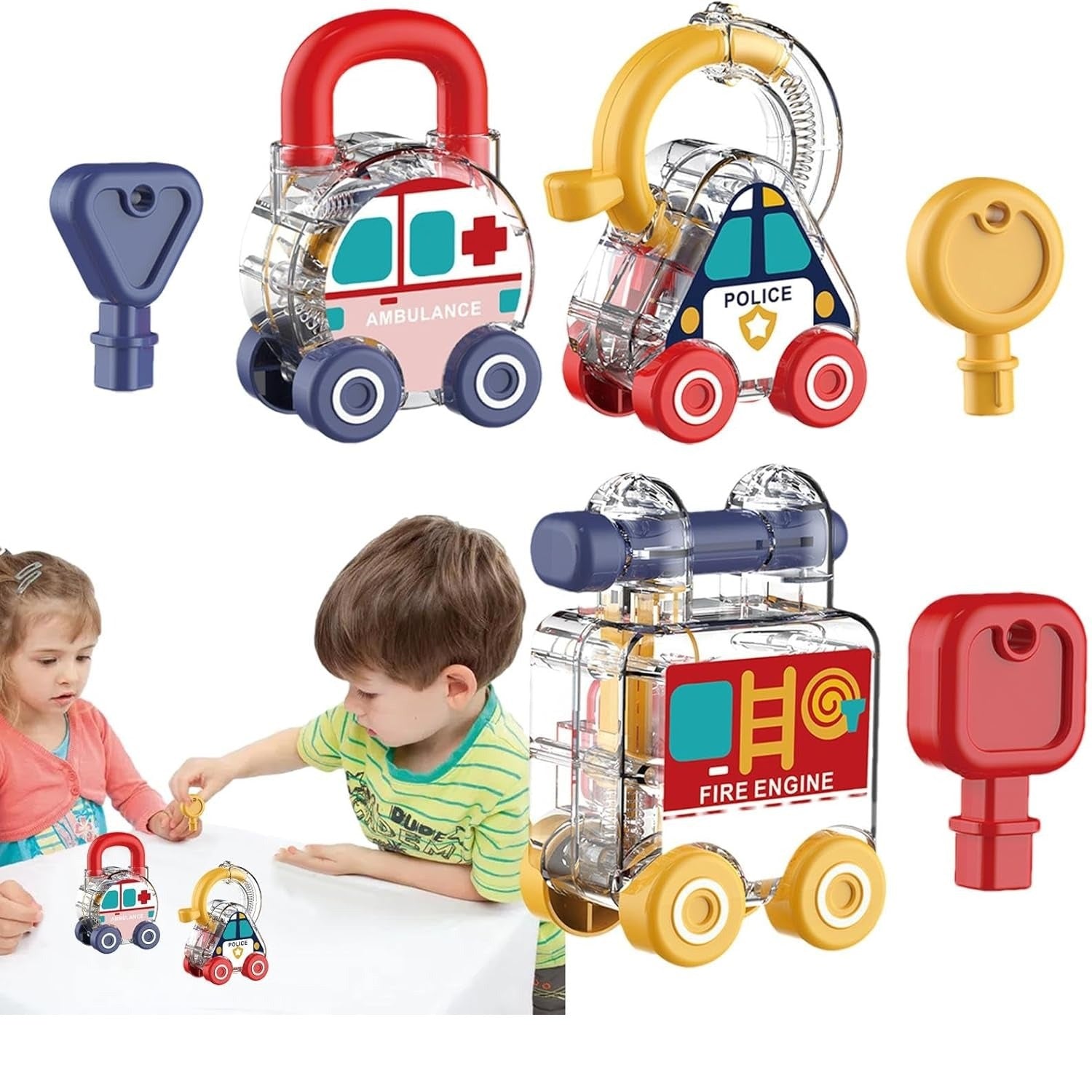 Montessori Transparent Cars & Shape Recognition Lock Key