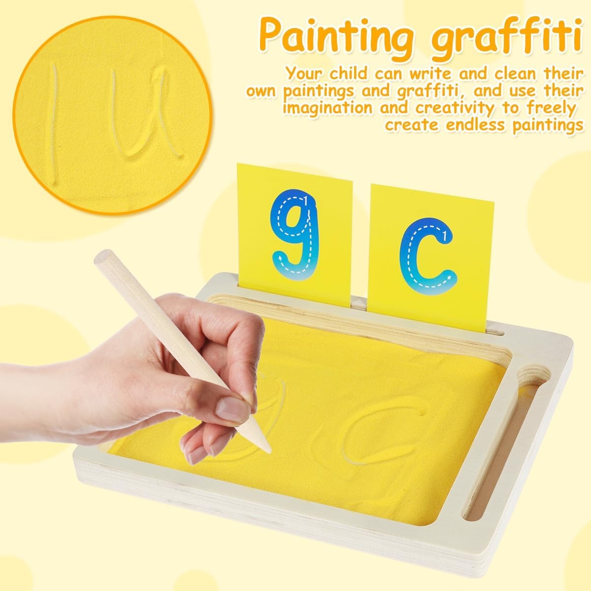 Wooden Wordpad Sand Drawing Board With Cards