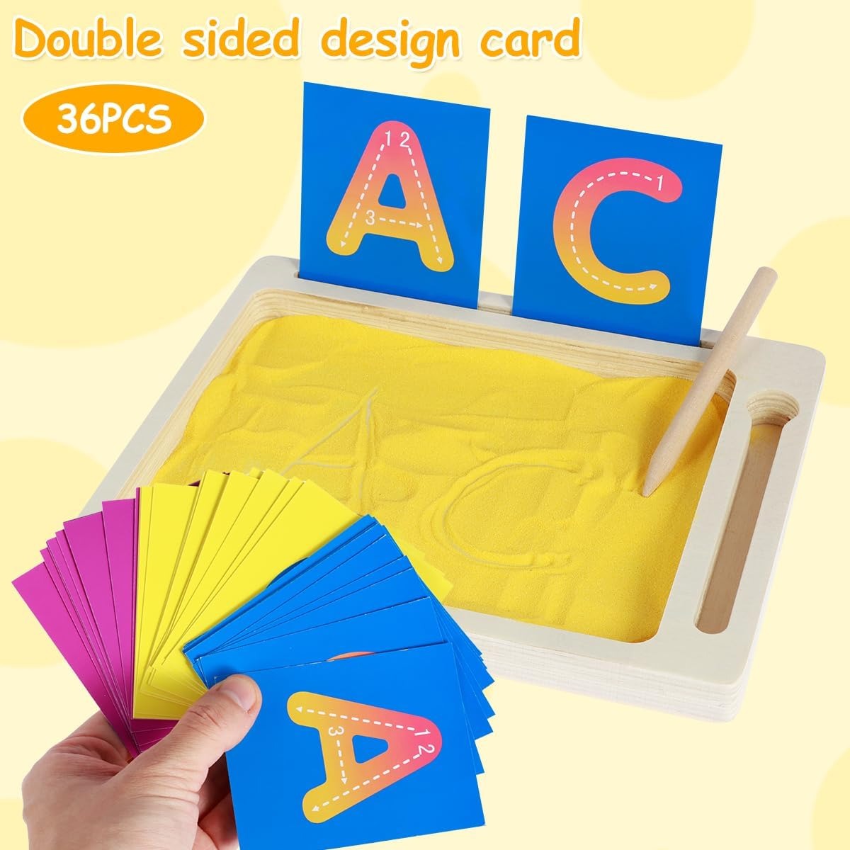 Wooden Wordpad Sand Drawing Board With Cards