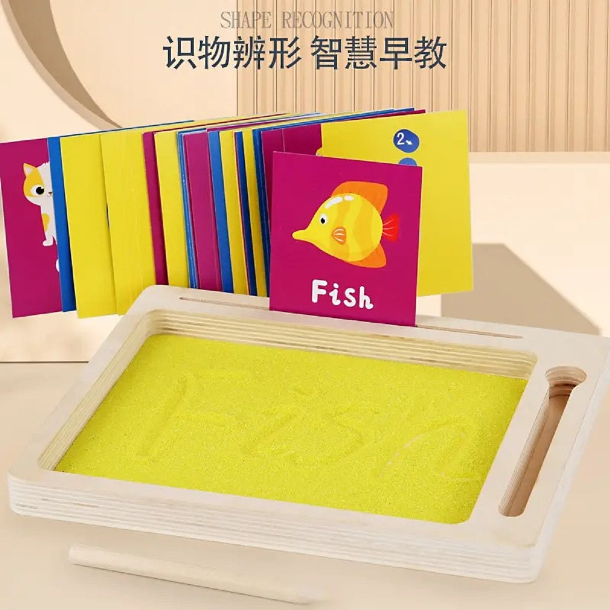 Wooden Wordpad Sand Drawing Board With Cards