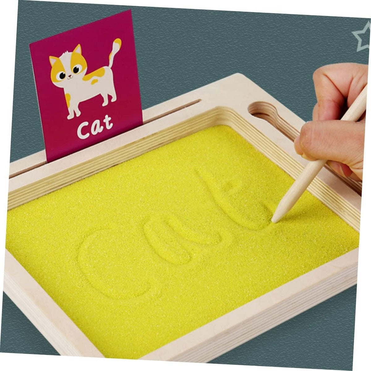 Wooden Wordpad Sand Drawing Board With Cards