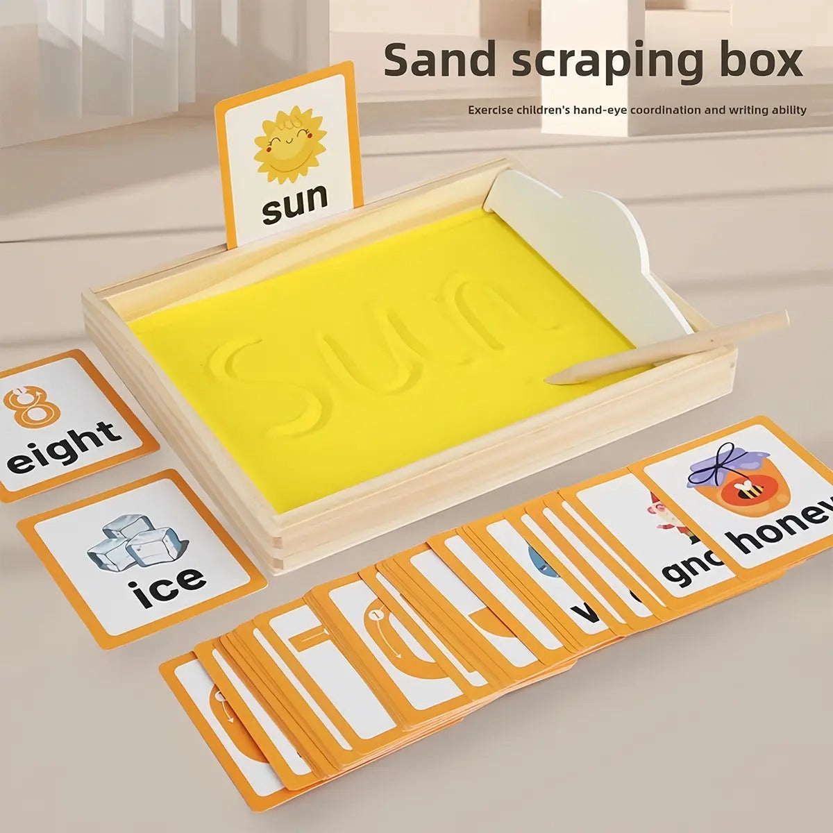 Wooden Wordpad Sand Drawing Board With Cards