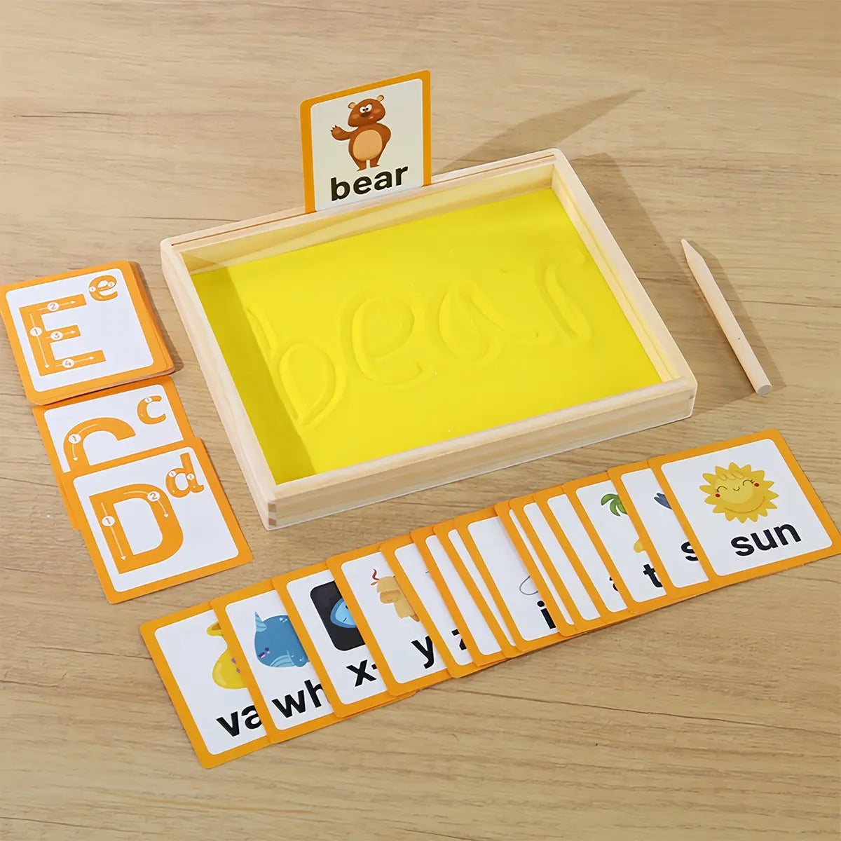 Wooden Wordpad Sand Drawing Board With Cards
