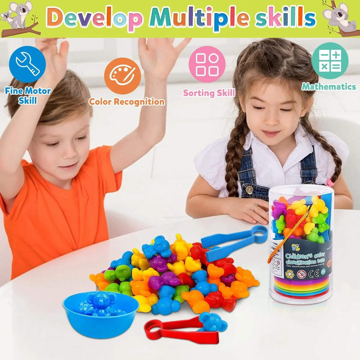 Color. Sort Bears Multicolor Counting & Color Sorting Bears Activity Set – MGT Toys