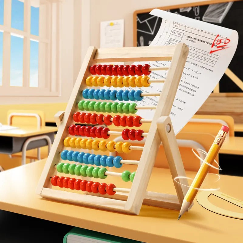 Wooden Multicolor Abacus Counting Rack With Stand