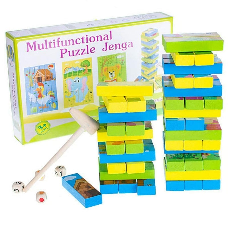 Wooden multifunctional Puzzle Jenga Set