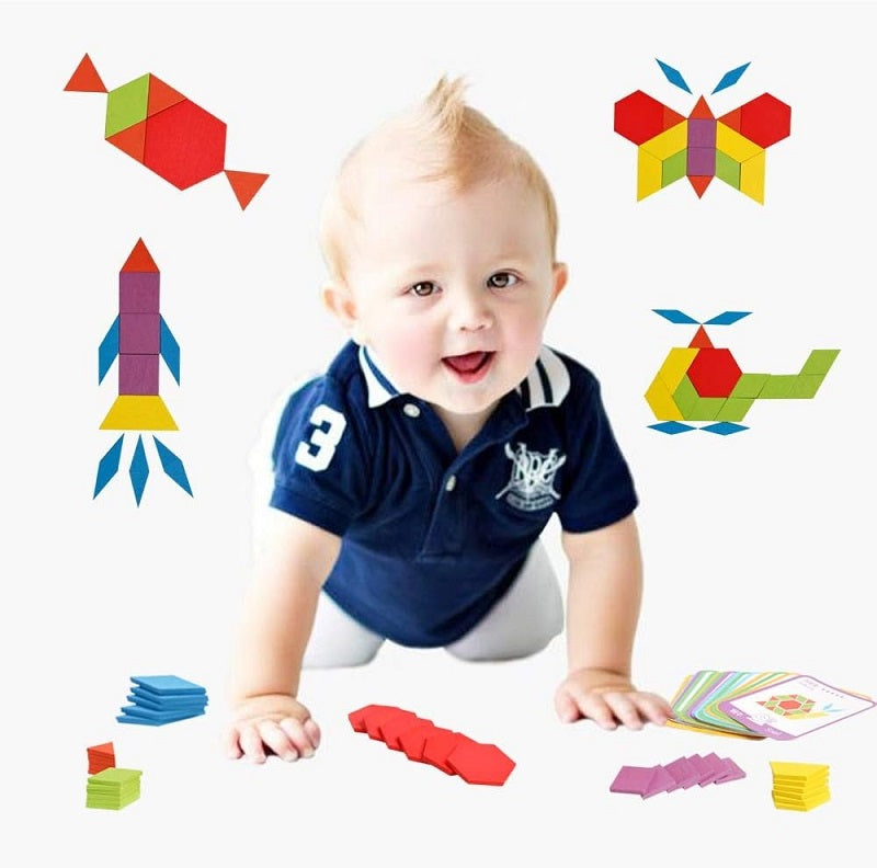Wooden Geometric Shape Tangram Puzzle 250 Pcs