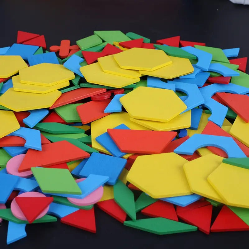 Wooden Geometric Shape Tangram Puzzle 250 Pcs