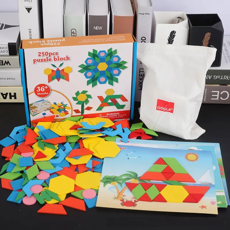 Wooden Geometric Shape Tangram Puzzle 250 Pcs