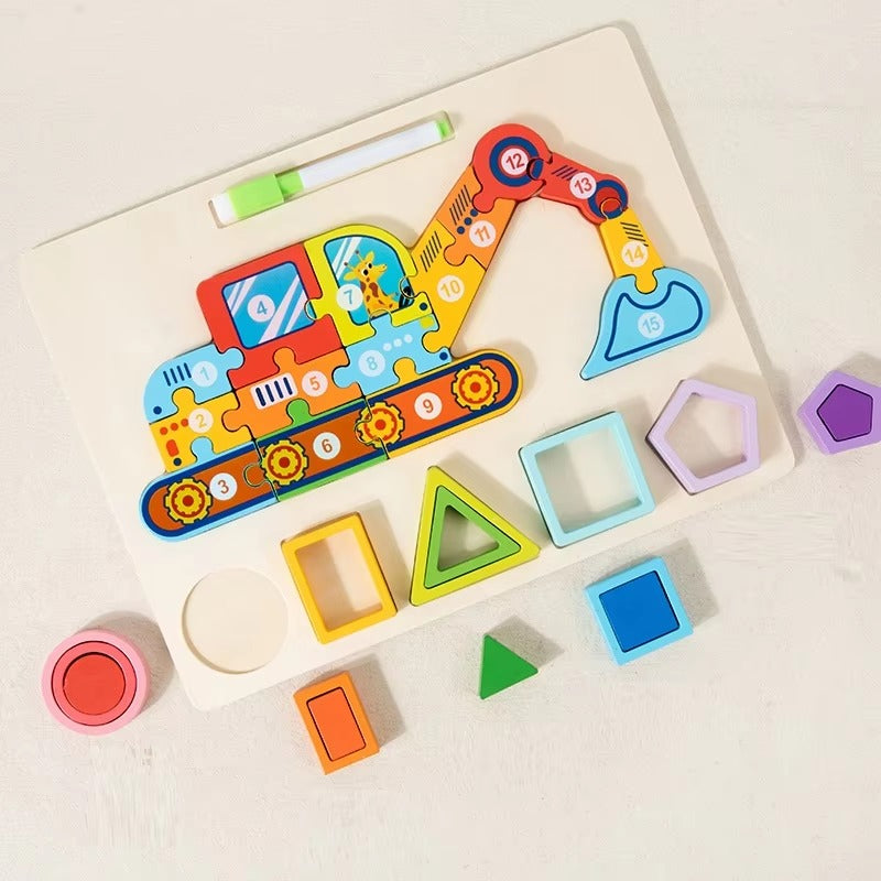 Wooden Multifunction Jigsaw Puzzle & Drawing Board