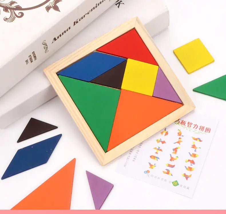 Wooden Geometrical Tangram Puzzle Board