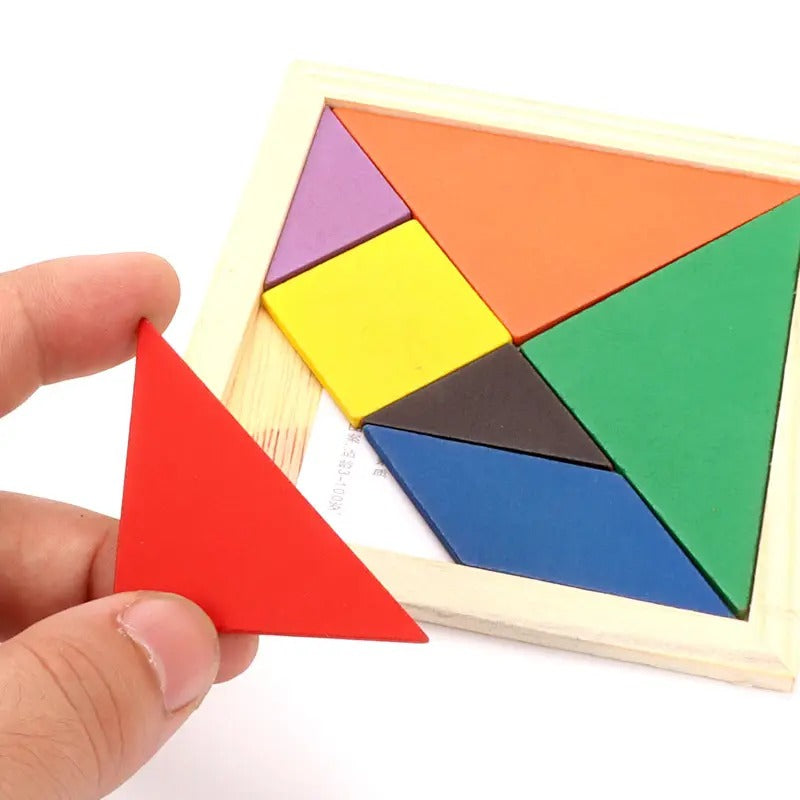 Wooden Geometrical Tangram Puzzle Board