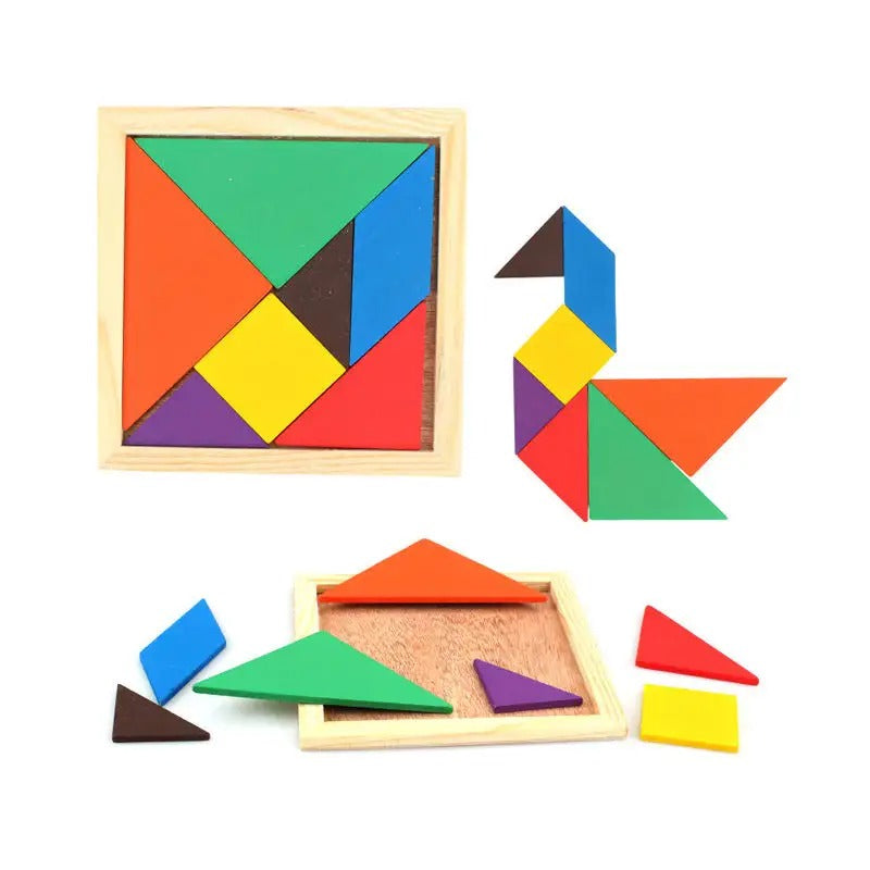 Wooden Geometrical Tangram Puzzle Board