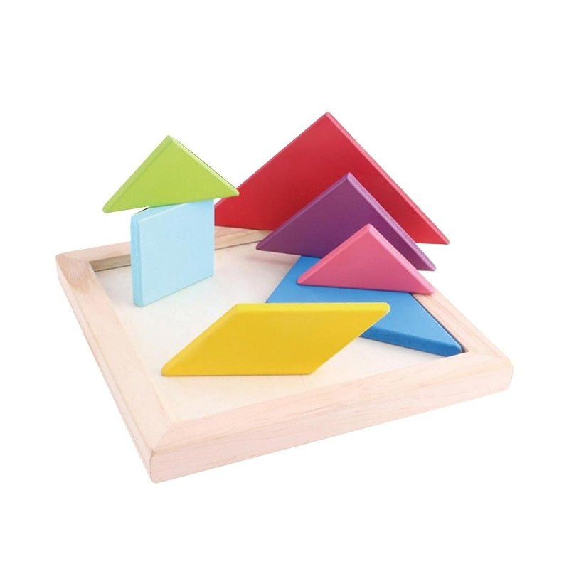 Wooden Geometrical Tangram Puzzle Board