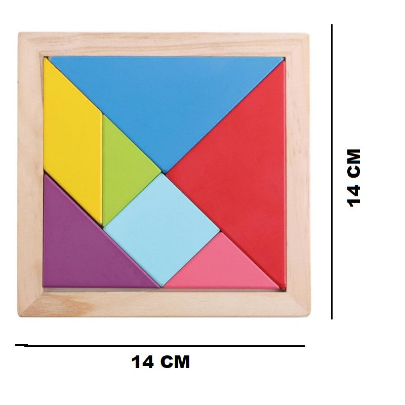 Wooden Geometrical Tangram Puzzle Board
