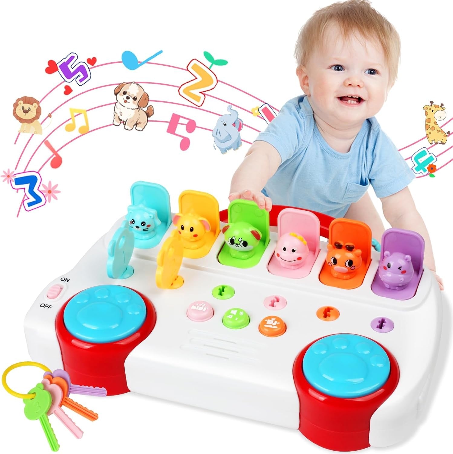 Musical Key Animal Pop Up Bus With Piano