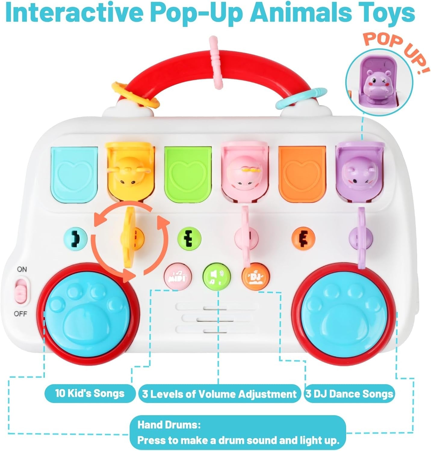 Musical Key Animal Pop Up Bus With Piano