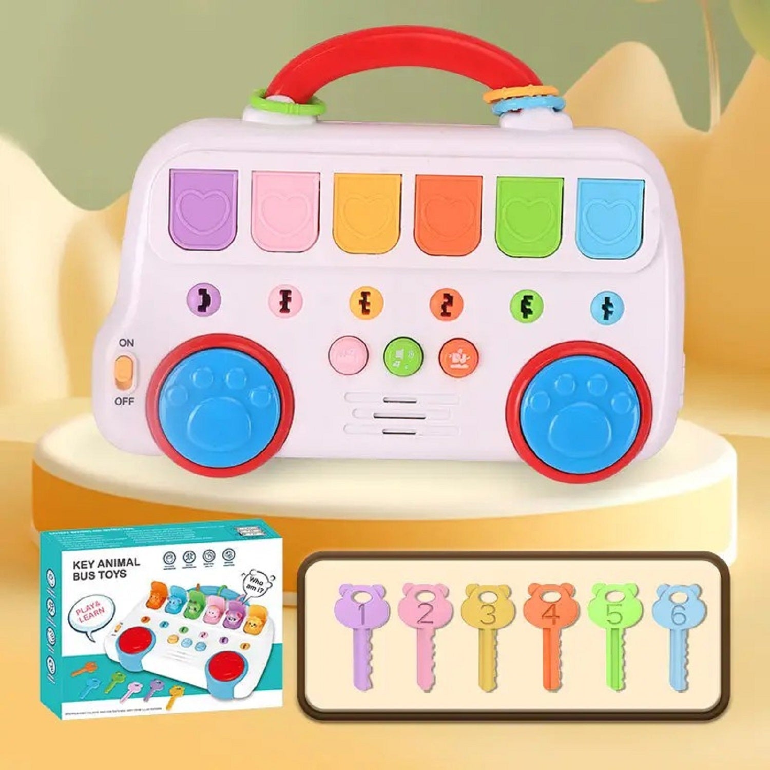Musical Key Animal Pop Up Bus With Piano