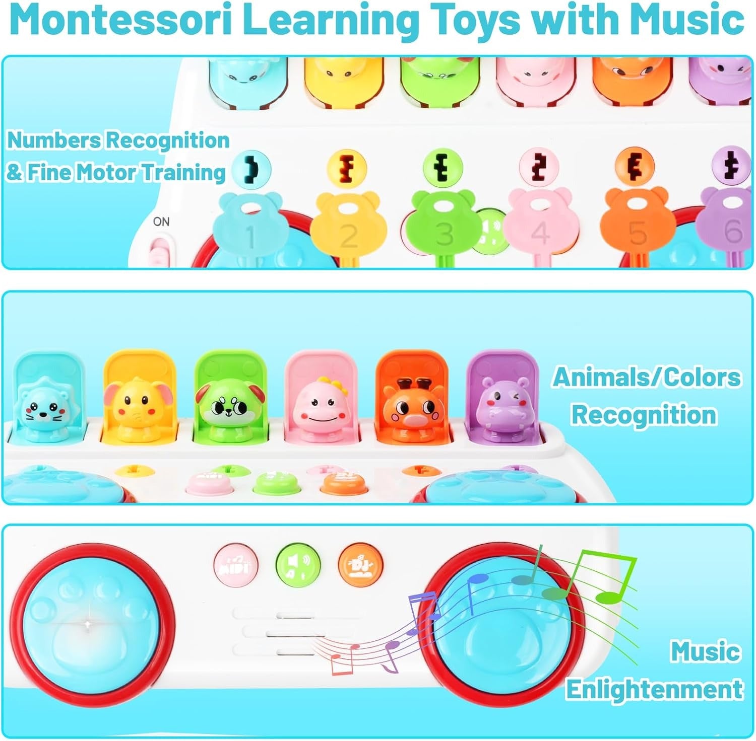 Musical Key Animal Pop Up Bus With Piano