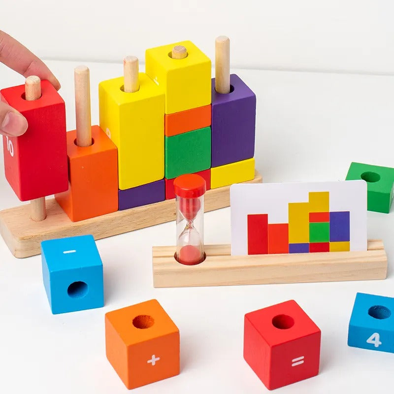 Wooden Arithmetic Column Stacking Blocks