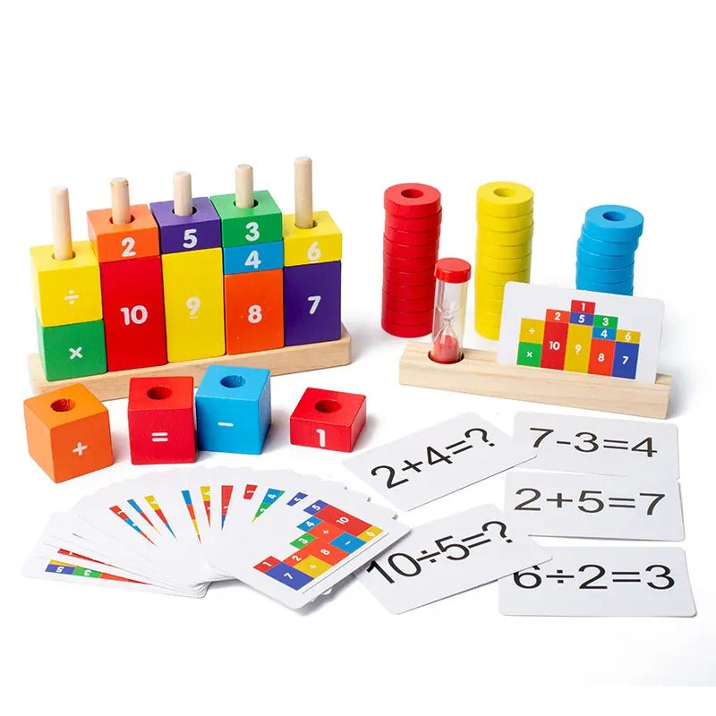 3 Colums Math Blocks Wooden Arithmetic Column Stacking Mathematical Blocks – MGT Toys