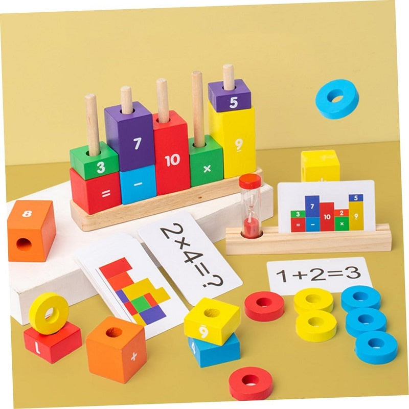 Wooden Arithmetic Column Stacking Blocks