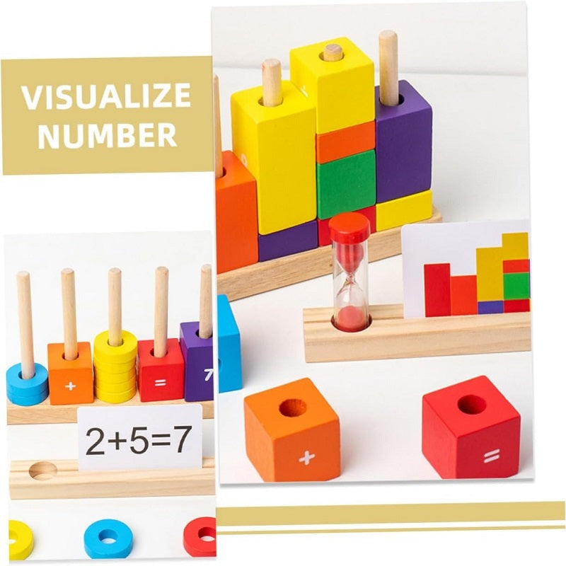 Wooden Arithmetic Column Stacking Blocks