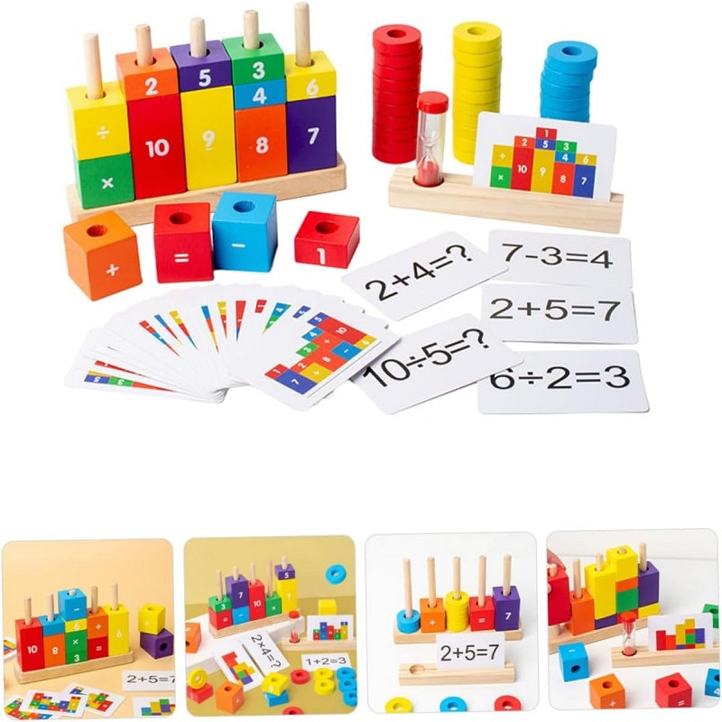 3 Colums Math Blocks Wooden Arithmetic Column Stacking Mathematical Blocks – MGT Toys