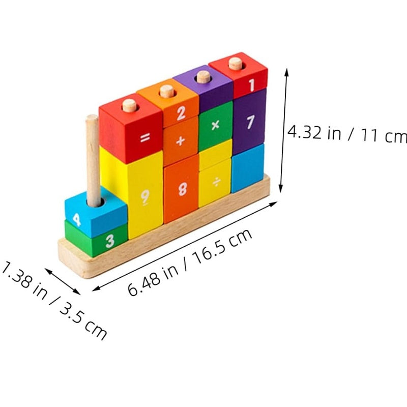 Wooden Arithmetic Column Stacking Blocks