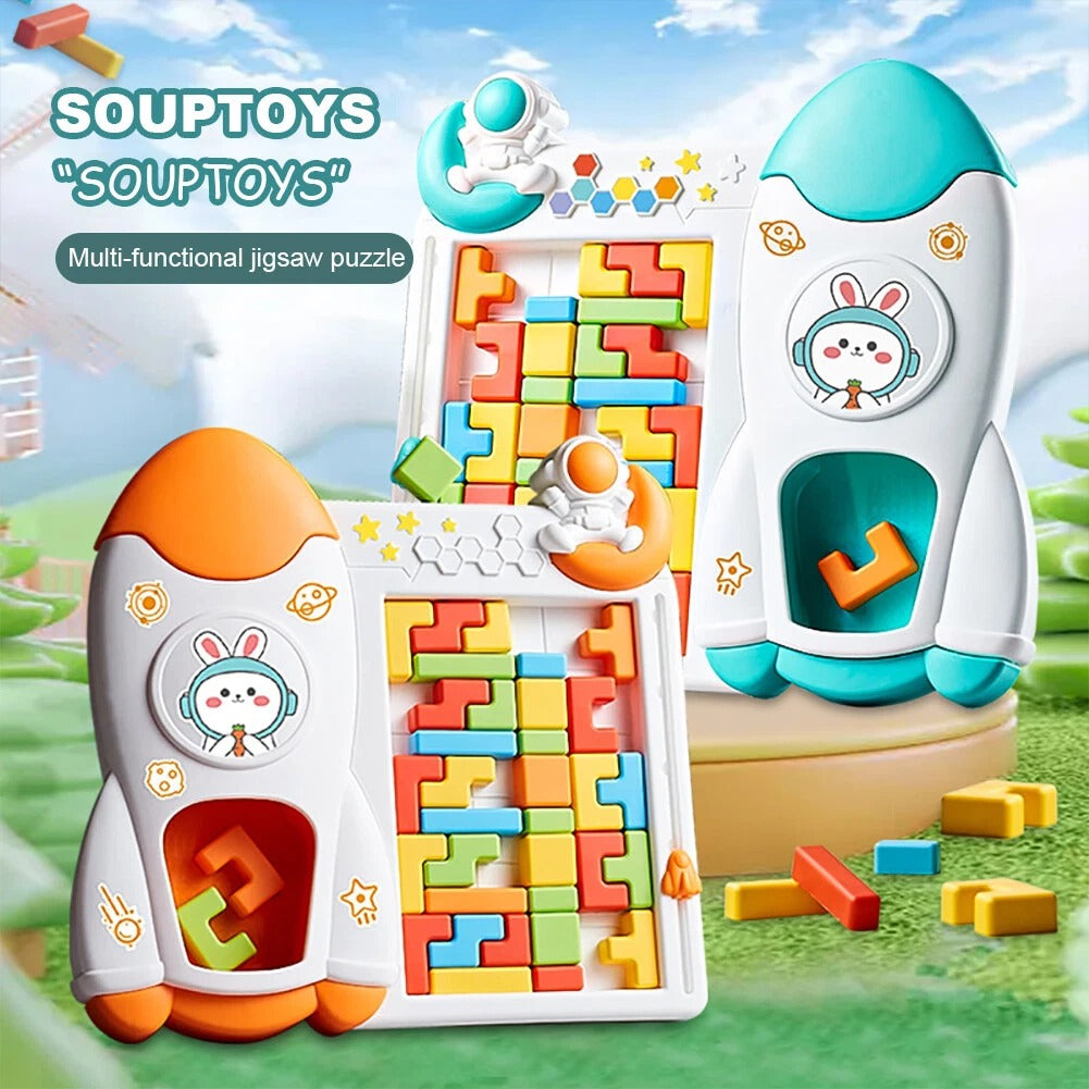 Space Rocket Theme Tetris Building Blocks