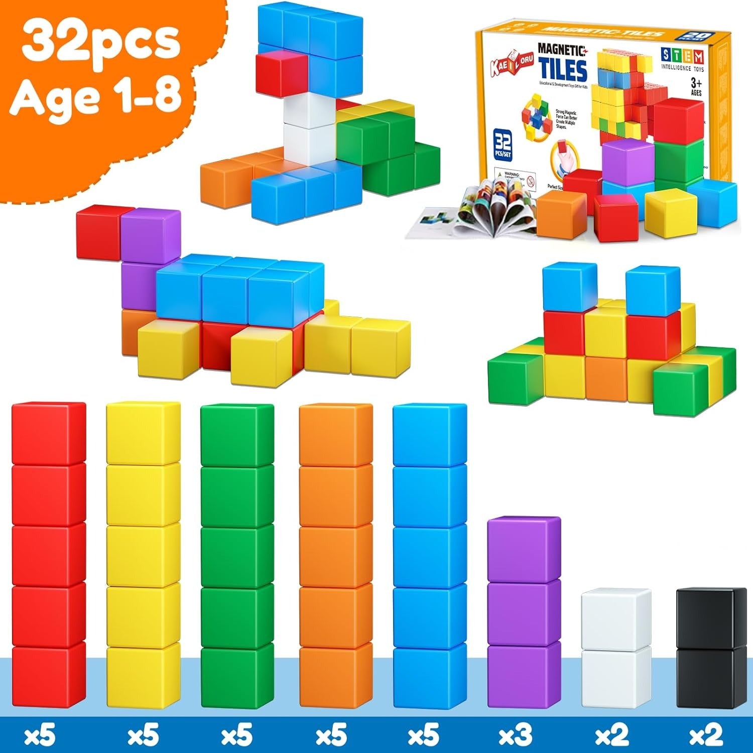 Multicolor Magnetic Building Cube Blocks