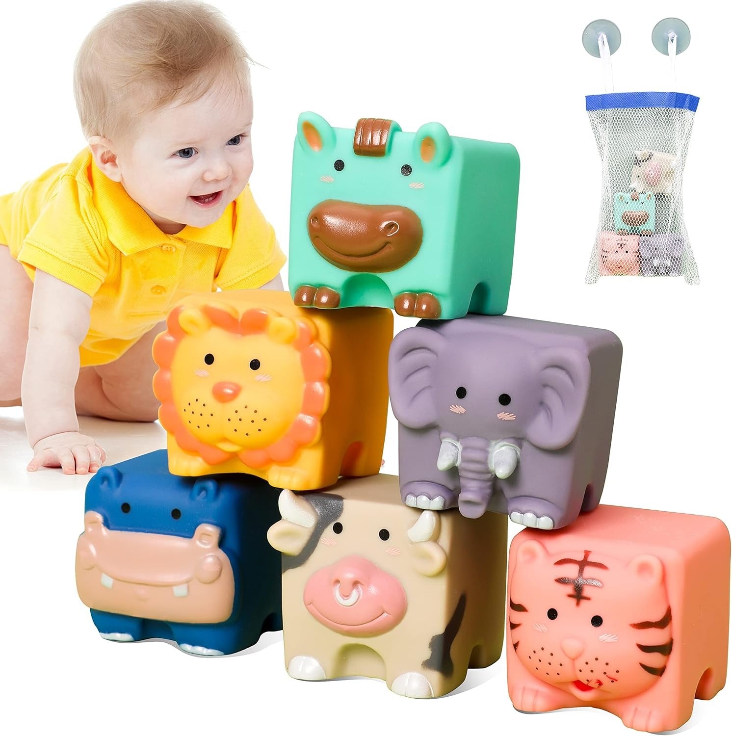Soft Rubber Stacking Building Cube Blocks