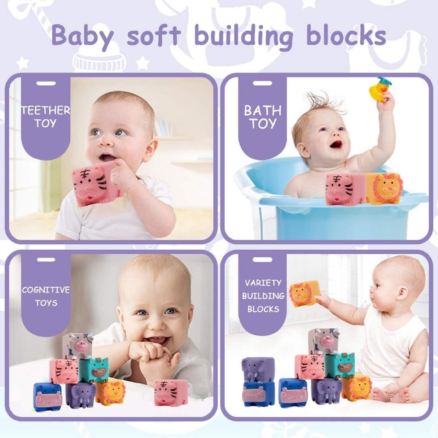 Soft Rubber Stacking Building Cube Blocks