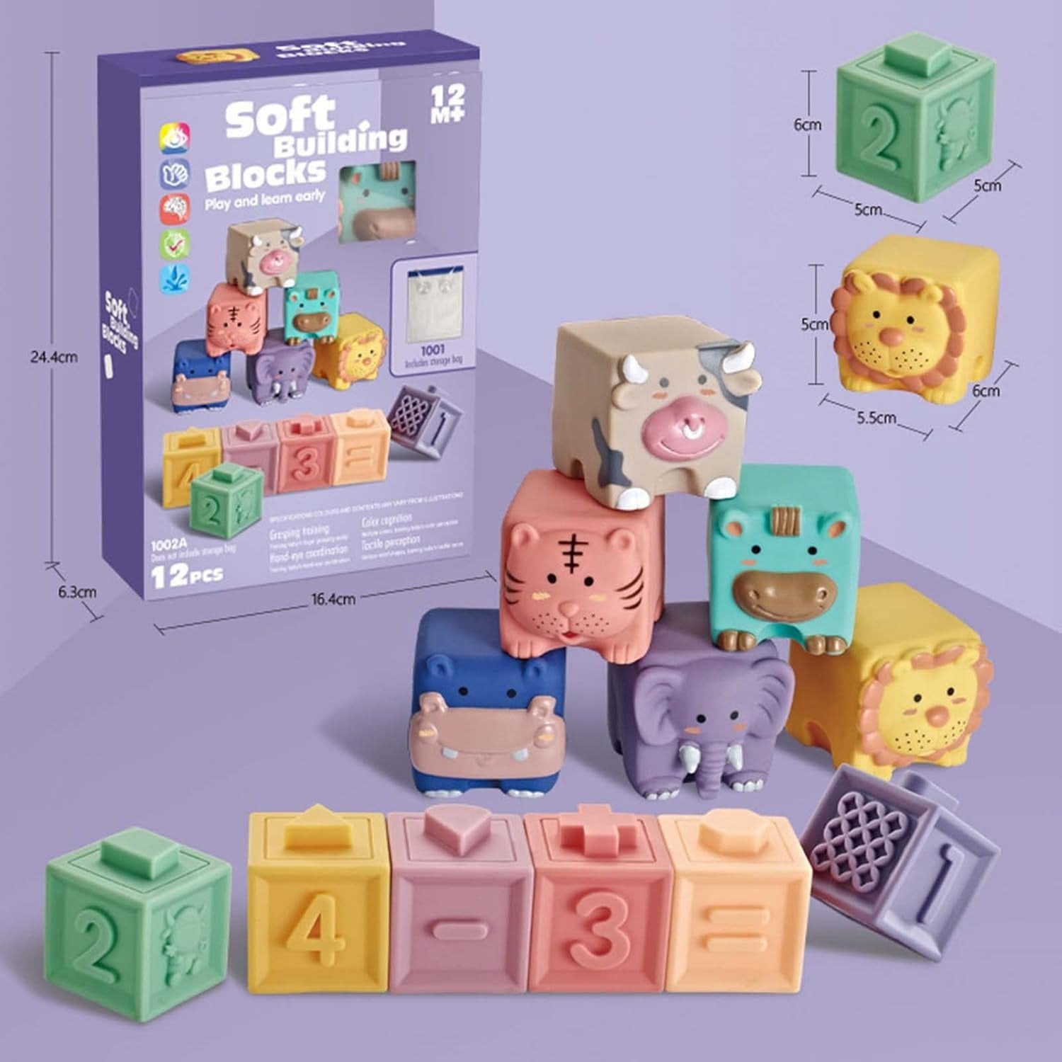 Soft Rubber Stacking Building Cube Blocks