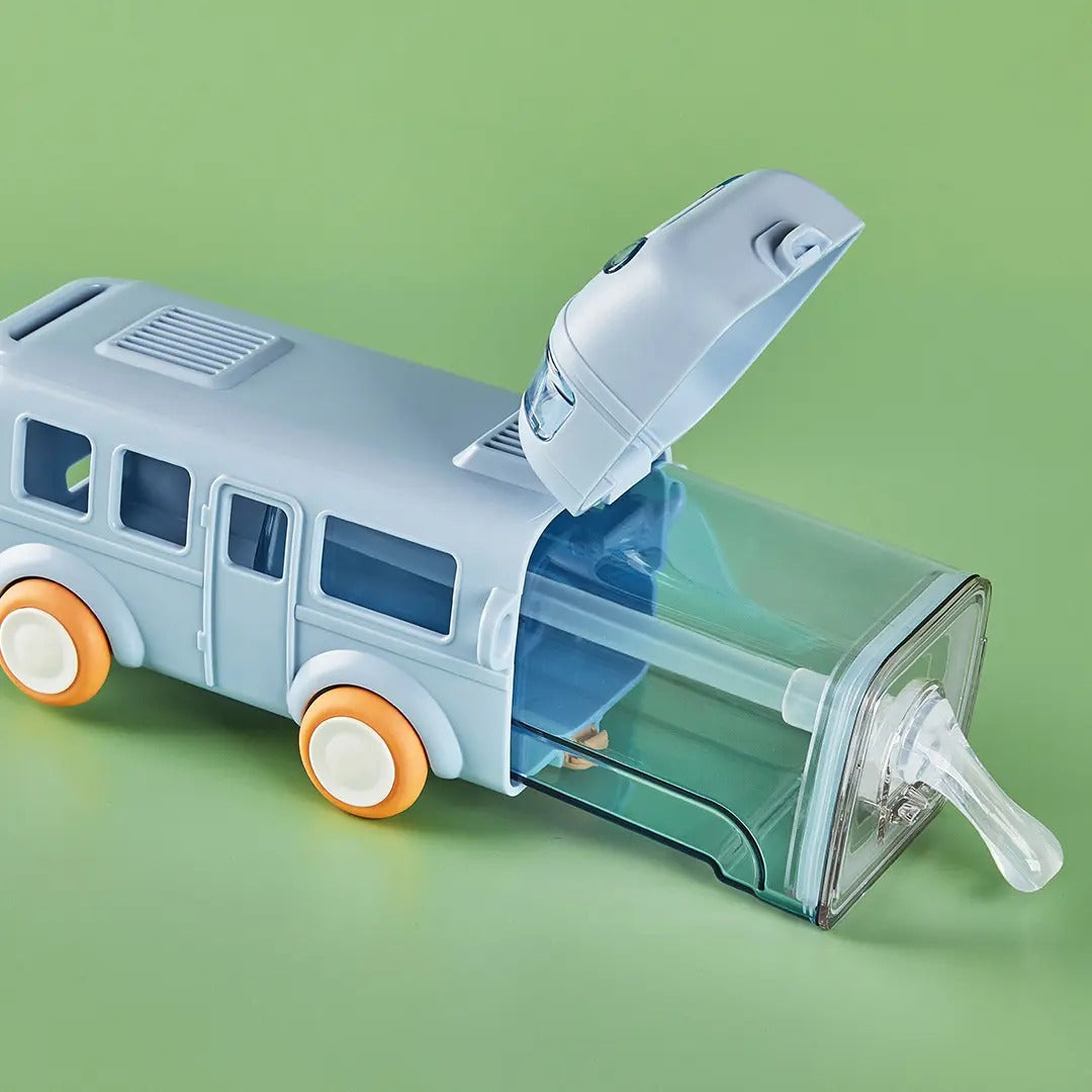 Bus Themed Water Bottle with Straw BPA