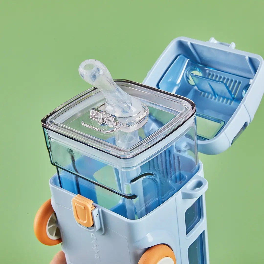 Bus Themed Water Bottle with Straw BPA