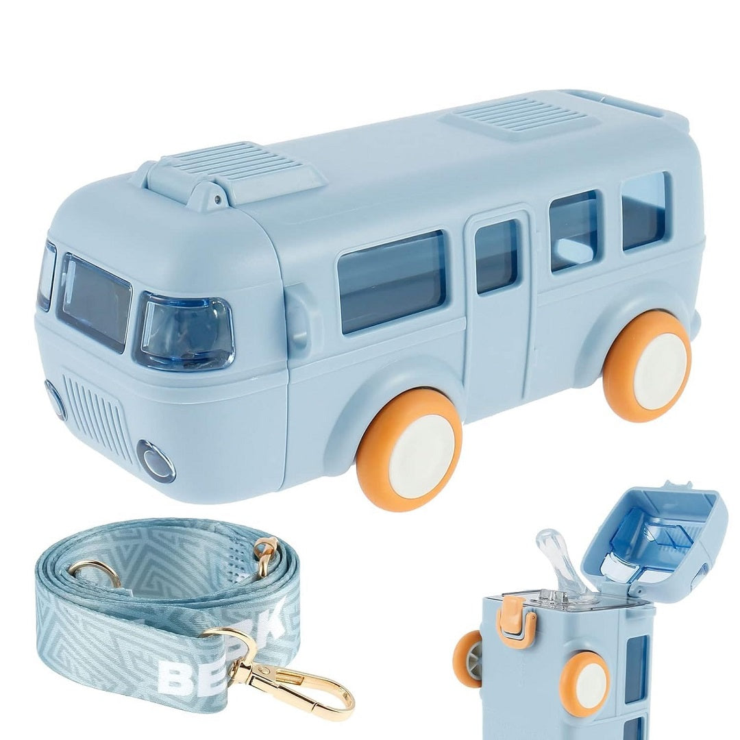 Bus Themed Water Bottle with Straw BPA