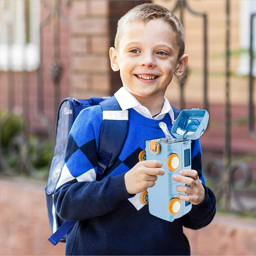 Bus Themed Water Bottle with Straw BPA