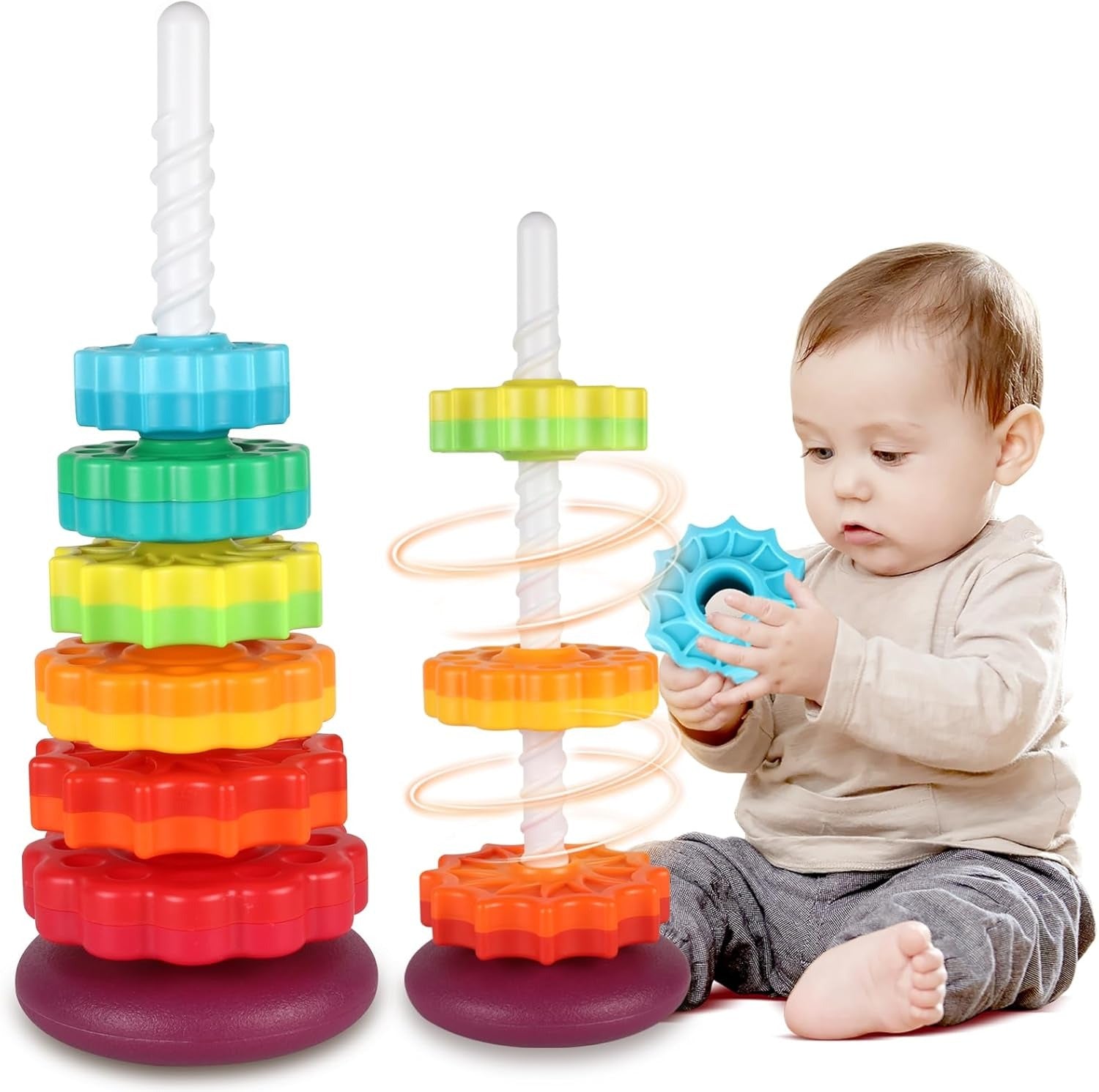 Rainbow Twister Spinning Stacking Ring Tower