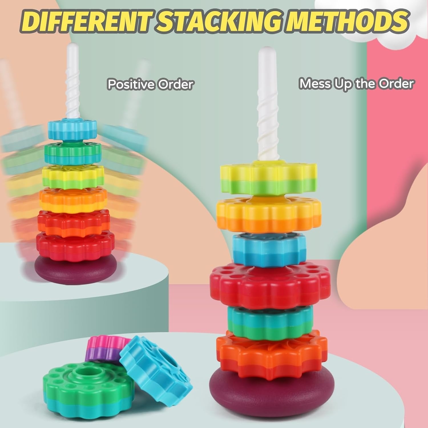 Rainbow Twister Spinning Stacking Ring Tower