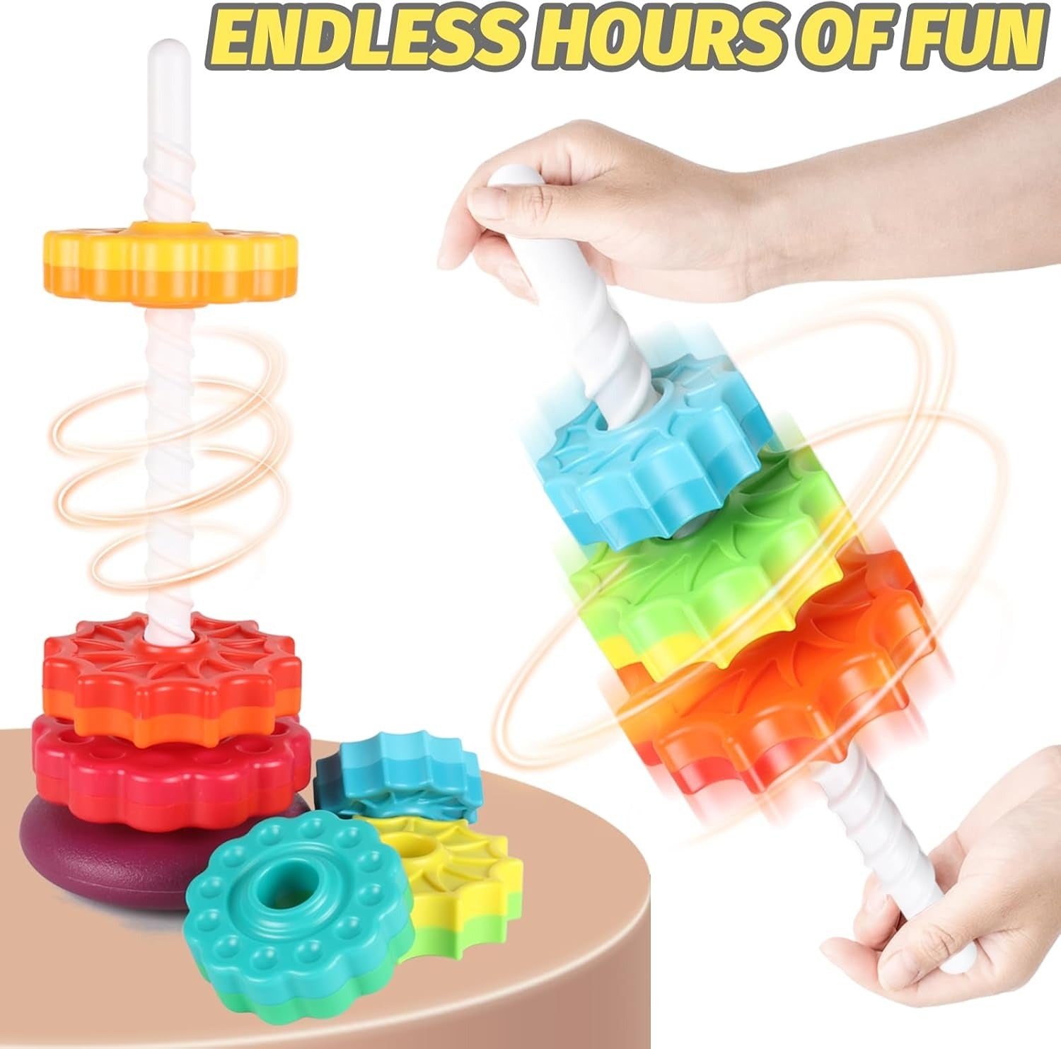 Rainbow Twister Spinning Stacking Ring Tower
