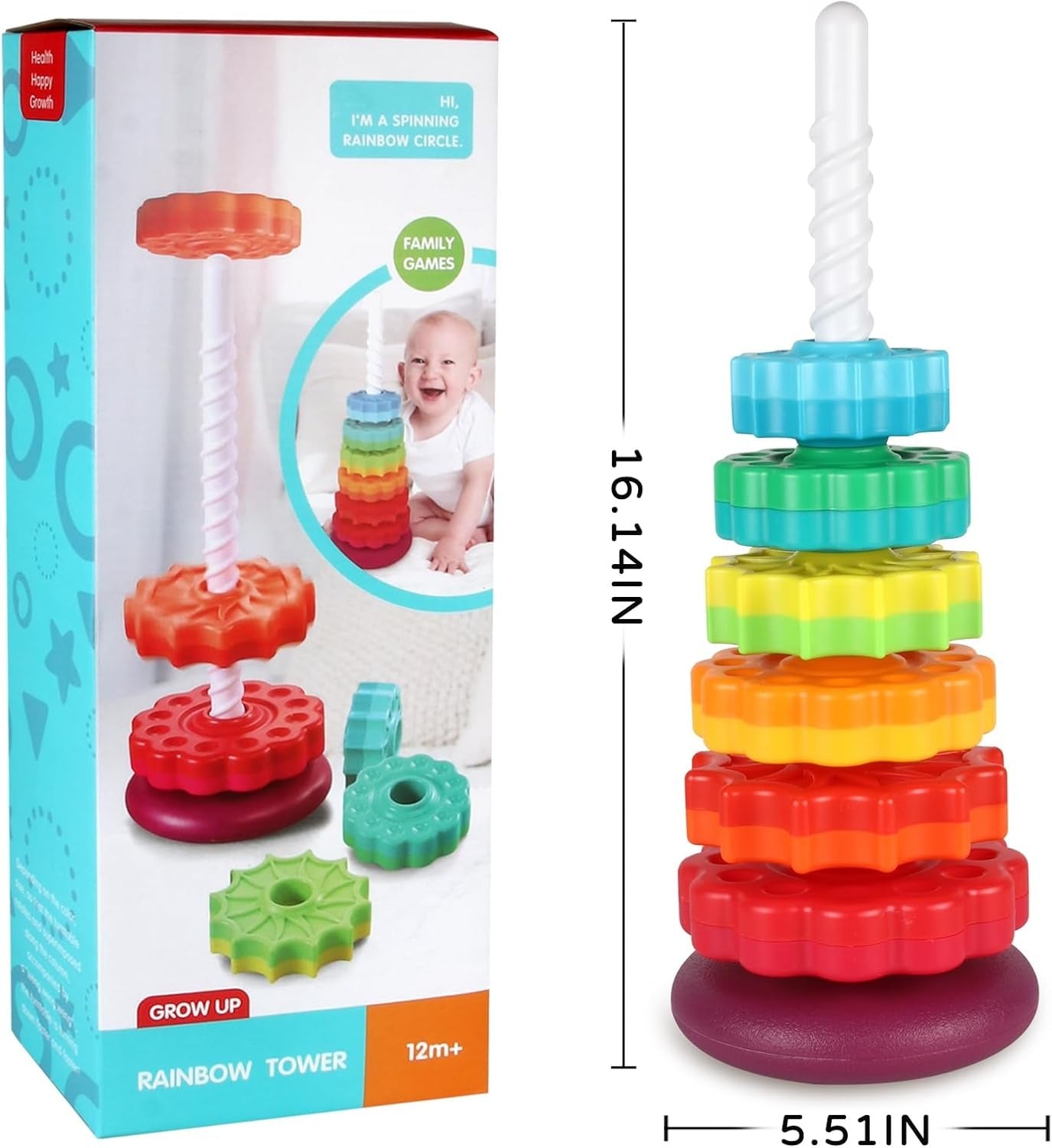 Rainbow Twister Spinning Stacking Ring Tower