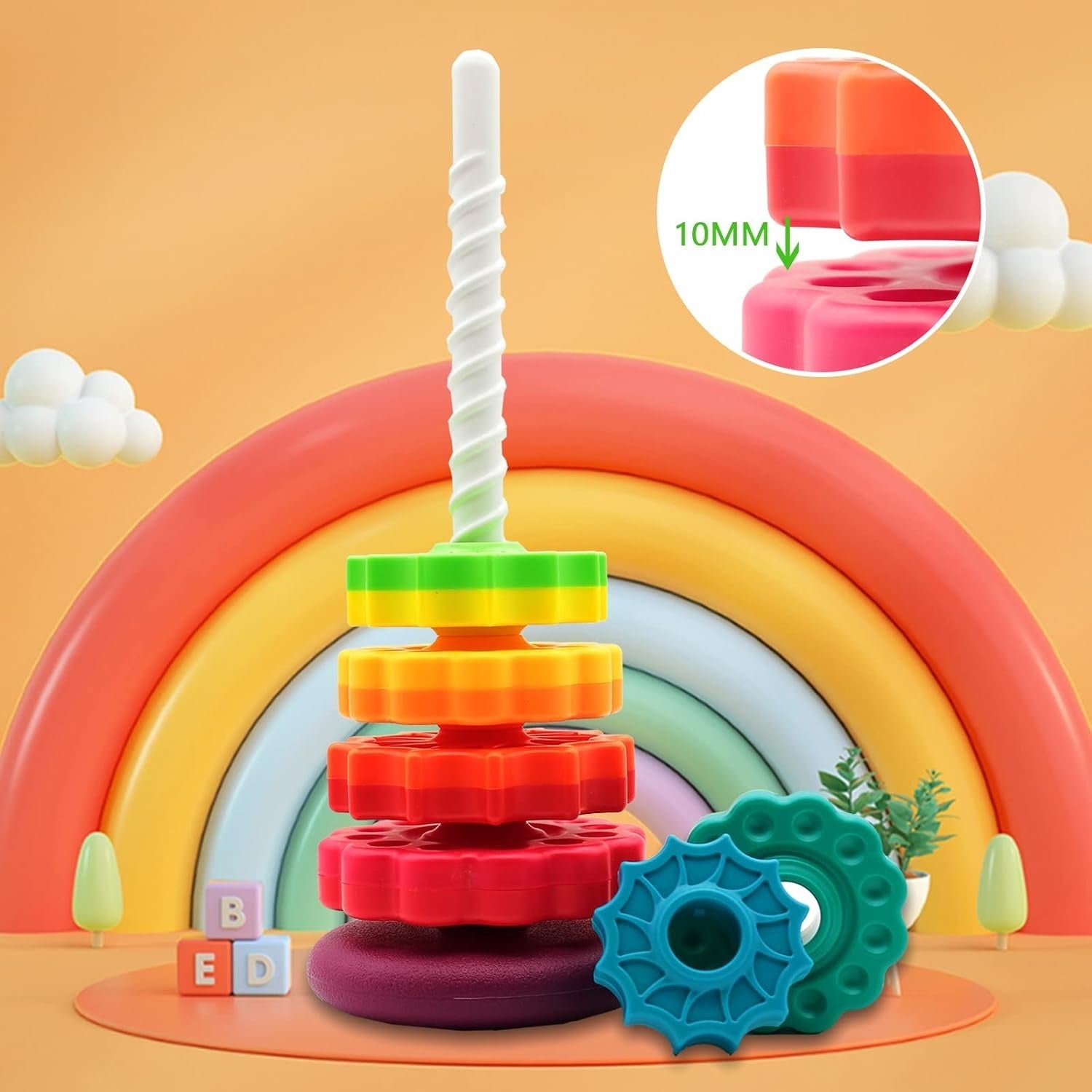 Rainbow Twister Spinning Stacking Ring Tower