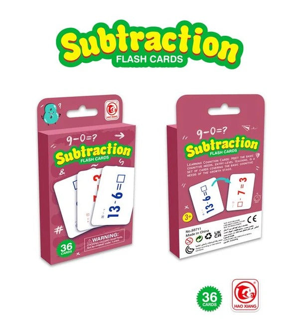 Early Educational Learning Subtraction Flash Cards
