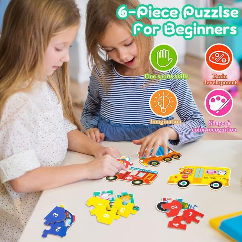 Wooden Colorful Jigsaw Puzzles Set