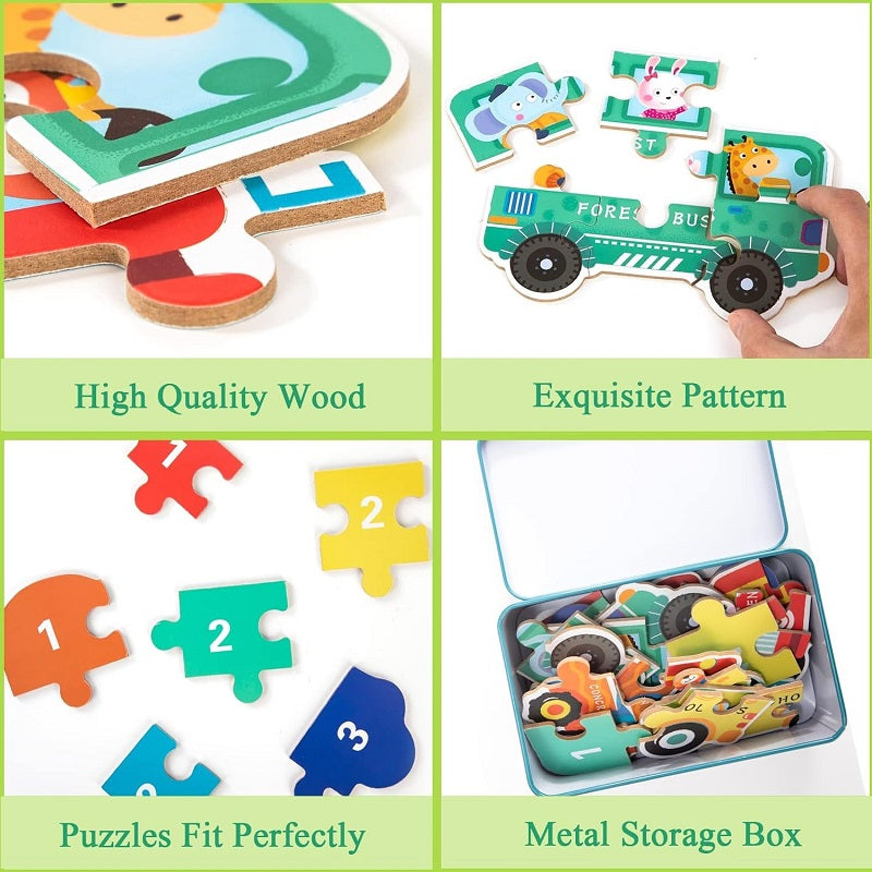 Wooden Colorful Jigsaw Puzzles Set