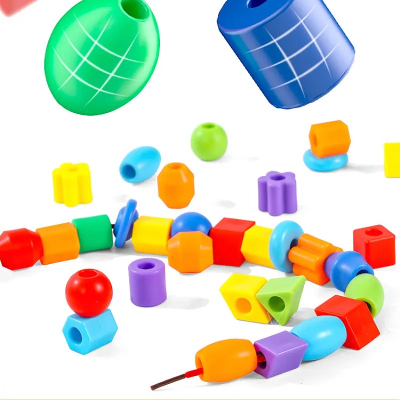 Threading Shape Blocks Creative Colorful Threading Beads & Block Set Pack Of 106 Pcs – MGT Toys
