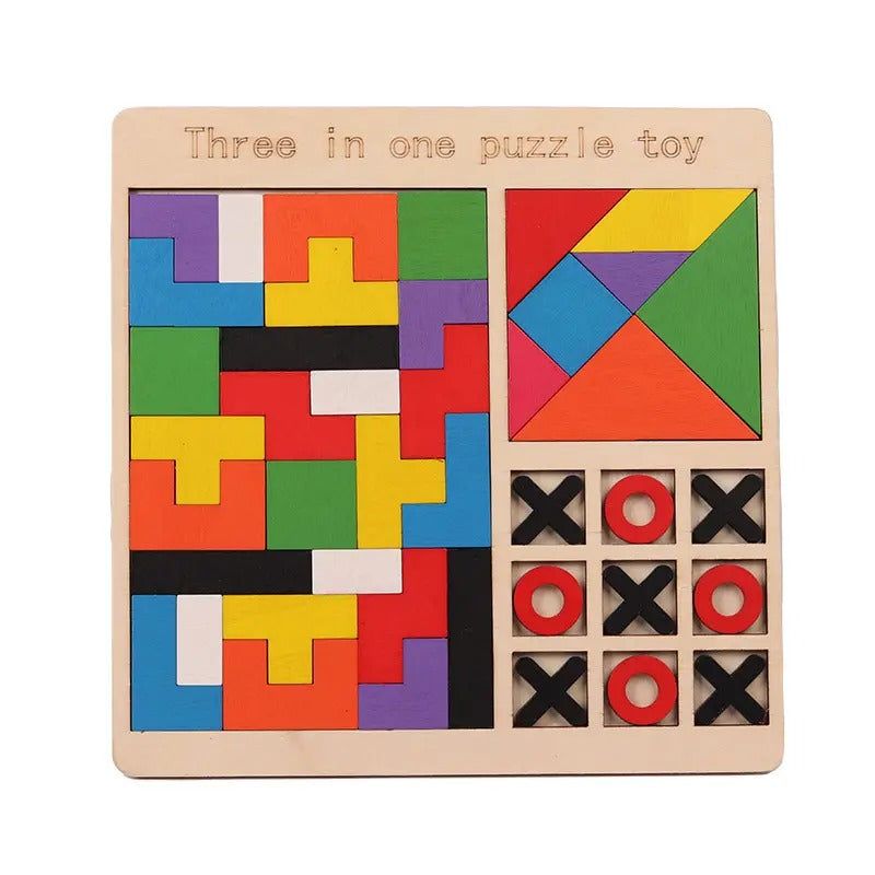 Wooden Rainbow 3 in 1 Puzzle Board