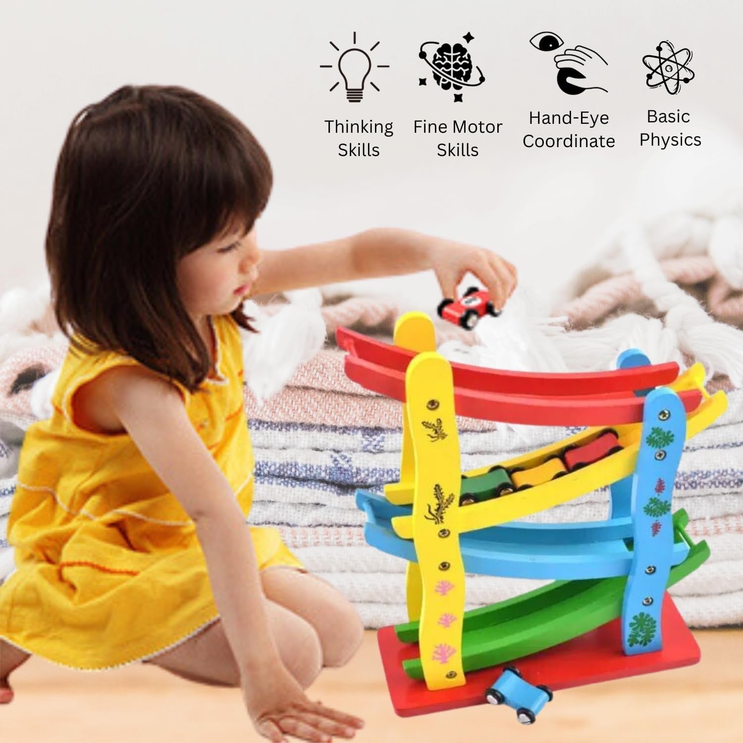 Wooden Glider Car Racing Zig-Zag Track